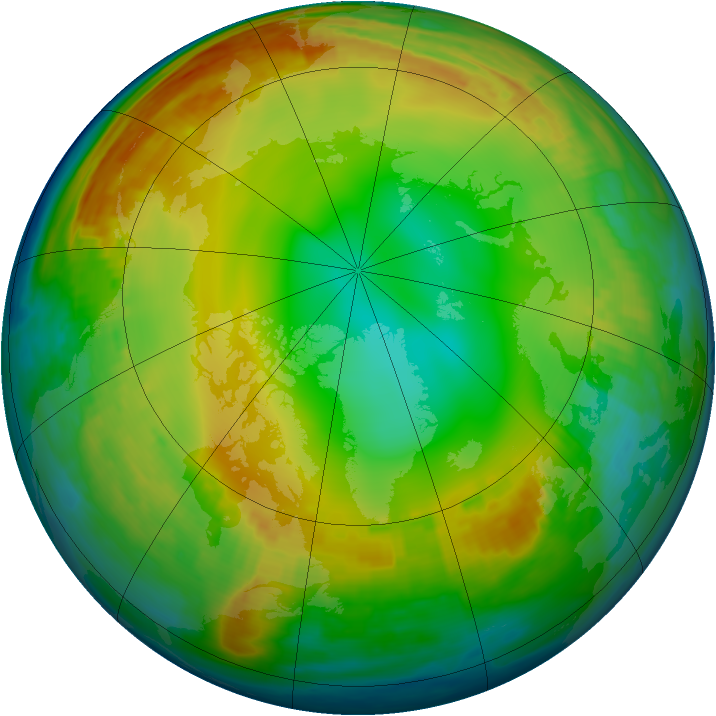 Arctic ozone map for 06 January 2001